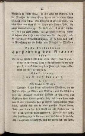 Einleitung. Zweck des Staats