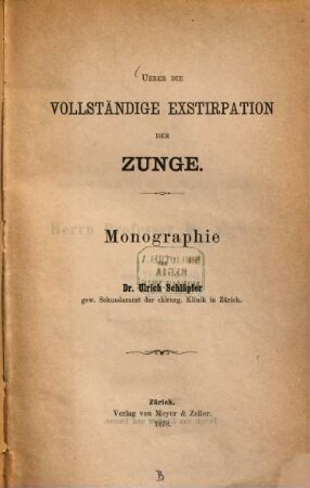 Ueber die vollständige Exstirpation der Zunge