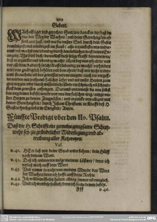 Fünffte Predigt uber den 119. Psalm