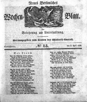 No. 15, Sonnabend, den 9.April 1836