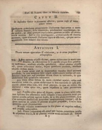 Caput II. De illusionibus Opticis in phaenomenis astrorum, quarum causa est motus telluris annuus.