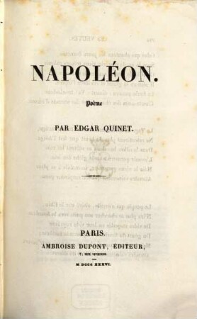 Napoléon : Poème