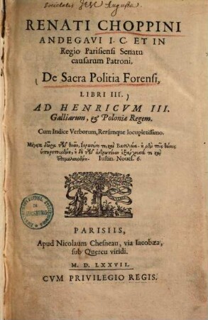 De sacra politia forensi : libri III.