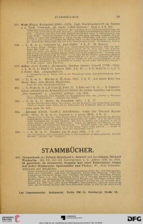 Stammbücher (Nr. 685-697)