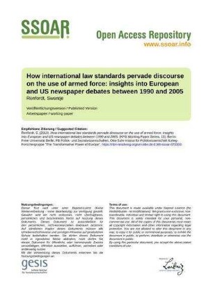 How international law standards pervade discourse on the use of armed force: insights into European and US newspaper debates between 1990 and 2005