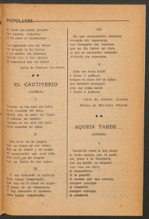 El cautiverio : (Zamba)