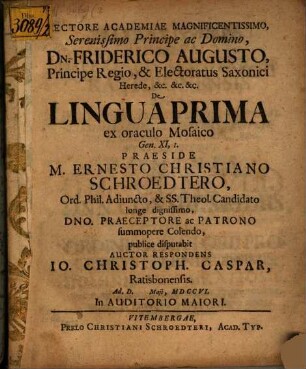 Disp. de lingua prima ex oraculo Mosaico, Genes. XI,I