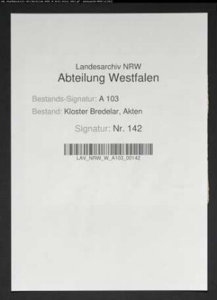 Rechnung über die Notarskosten des Prozesses Abtei Bredelar gegen Dorf Bontkirchen.
