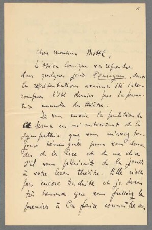 Nachlass von Felix Mottl (1856-1911) – BSB Ana 452, Bruneau, Alfred. Felix Mottl (1856-1911) Nachlass: Brief von Alfred Bruneau an Felix Mottl - BSB Ana 452.B. Bruneau, Alfred