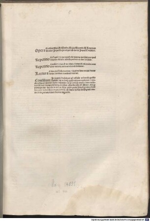 Opera : mit Brief an Podius de Platamone von Ludovicus de Platamone. Mit Privileg