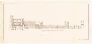 Schloss Gatschina: Ansicht des Seitenflügels und Schnitt durch den Mittelbau