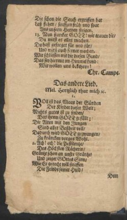 Das andere Lied. Mel. Hertzlich thut mich [et]c.