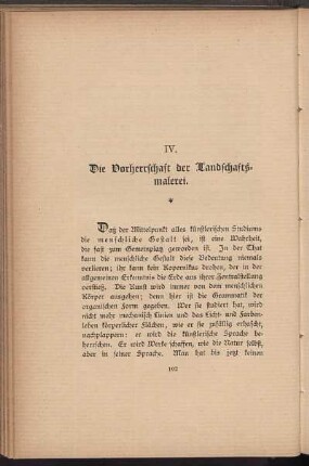 IV. Die Vorherrschaft der Landschaftsmalerei.