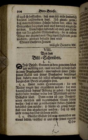 VIII. Von den Bitt-Schreiben.