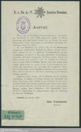 Aufruf : Dresden, im October 1888