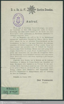 Aufruf : Dresden, im October 1888