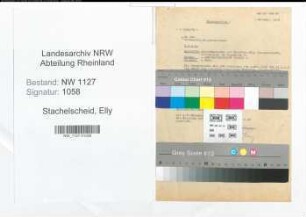 Entnazifizierung Elly Stachelscheid , geb. 00.00.0000 ()