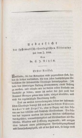 1093-1144 Uebersicht der systematisch-theologischen Litteratur seit dem J. 1834
