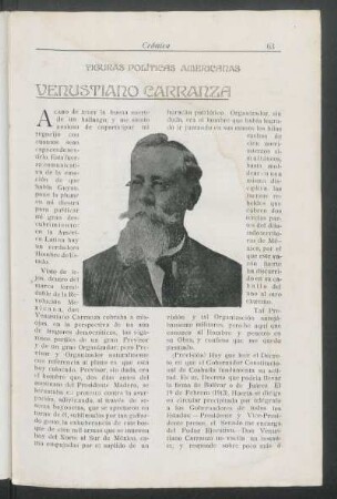Figuras políticas americanas : Venustiano Carranza
