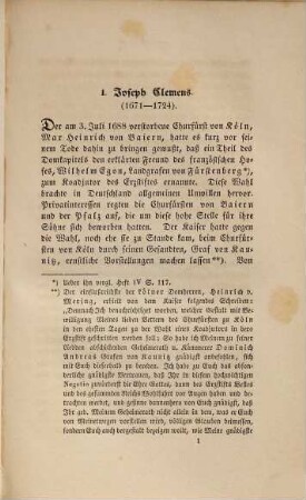 Geschichte der vier letzten Kurfürsten von Köln : Joseph Clemens, Clemens August, Maximilian Friedrich und Maximilian Franz ; ein Beitrag zur rheinischen Provinzialgeschichte ; (aus der Geschichte der Burgen, Rittergüter etc. besonders abgedruckt.)