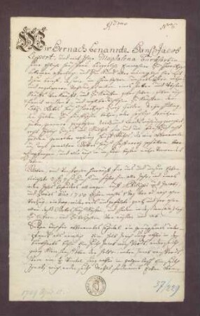 Gültverschreibung von Hans Jakob Leppert von Schwarzach gegen das Kloster Schwarzach