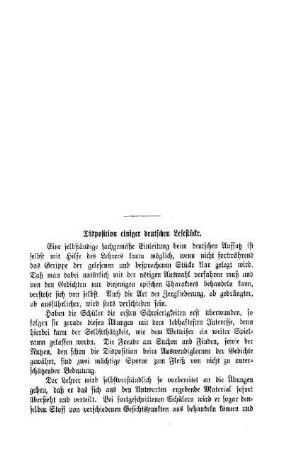 Disposition einiger deutschen [sic] Lesestücke