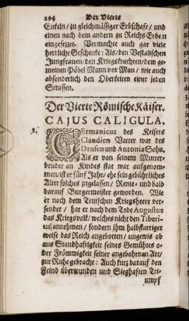 Der Vierte Römische Käiser. Cajus Caligula.