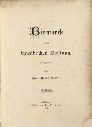 Bismarck in der schwäbischen Dichtung