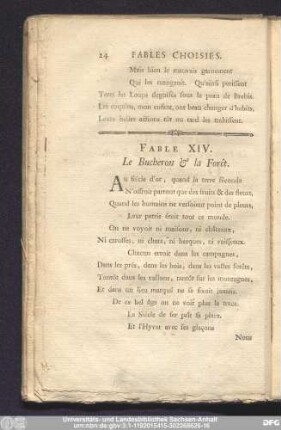 Fable XIV. Le Bucheron & la Forêt.