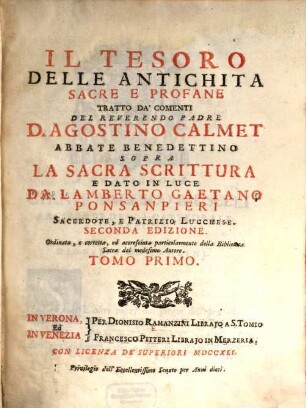 Il Tesoro Delle Antichita Sacre E Profane, 1