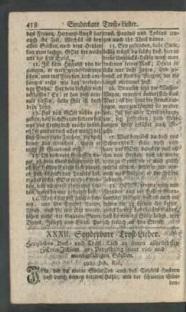 XXXII. Sonderbare Trost-Lieder
