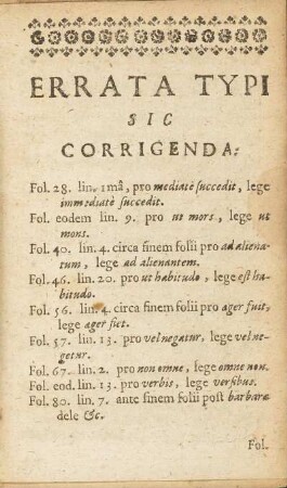 Errata Typi Sic Corrigenda