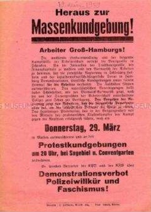 Aufruf der KPD und des RFB zu einer Massenkundgebung in Hamburg