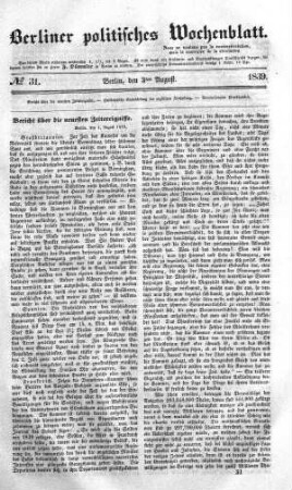 No 31, 3. August 1839