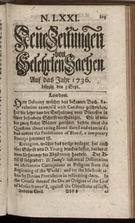 N. LXXI. Leipzig, den 3 Sept. - N. LXXVIII. Leipzig, den 27 Sept.