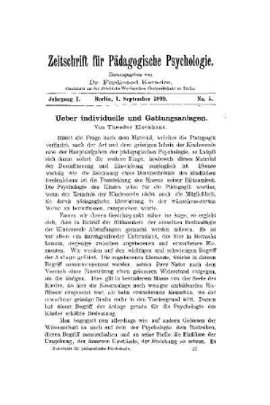 Ueber individuelle und Gattungsanlagen