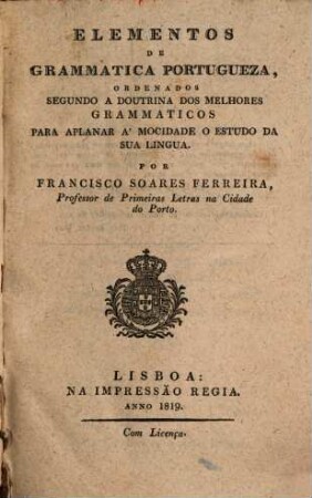 Elementos de grammatica Portugueza