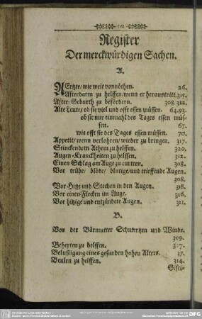 Register Der merckwürdigen Sachen
