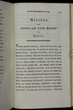 Revision des vierten und letzten Bandes der Messiáde.