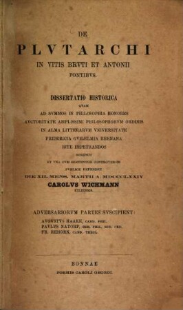 De Plutarchi in vitis Bruti et Antonii fontibus