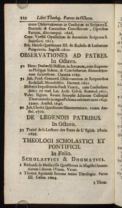 122-158, Theologi Scholastici Et Pontificii.