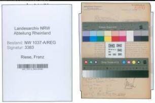 Entnazifizierung Franz Riese , geb. 13.09.1891 (Lehrer)