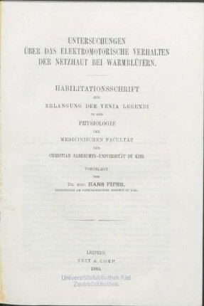 Untersuchungen über das elektromotorische Verhalten der Netzhaut bei Warmblütern