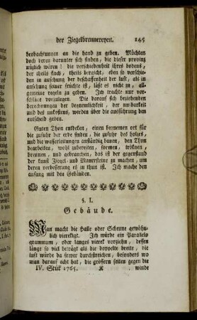 §. I. Gebäude. - §. IV. Formung der Ziegel- und Mauersteine.