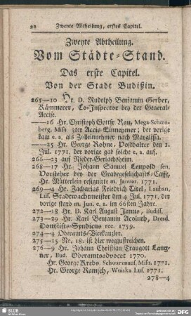 Zweyte Abtheilung [Dritter Theil]. Vom Städte-Stand