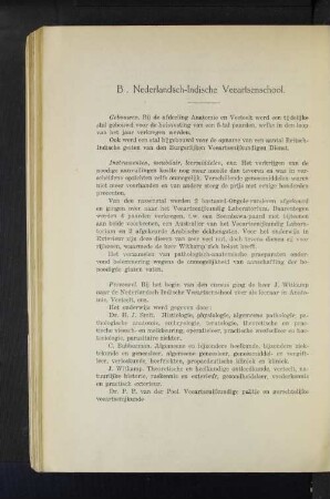 B. Nederlandsch-Indische Veeartenschool.