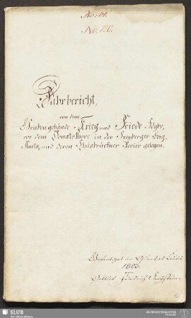 Fahrbericht, von dem Grubengebäude Krieg und Friede Fdgbe - 17.6628 4. : vor dem Donatsthore in der Freyberger Berg-Amts- und deren Halsbrückner Revier gelegen