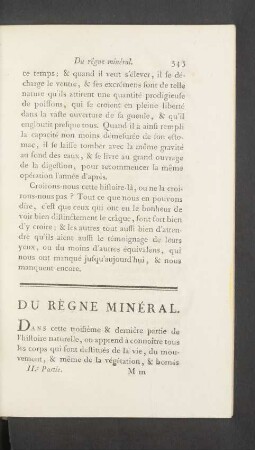 Du Règne minéral.