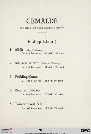 Gemälde (Nr. 1-169)