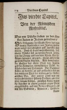 Das vierdte Capitel. Von der Römischen Republick.